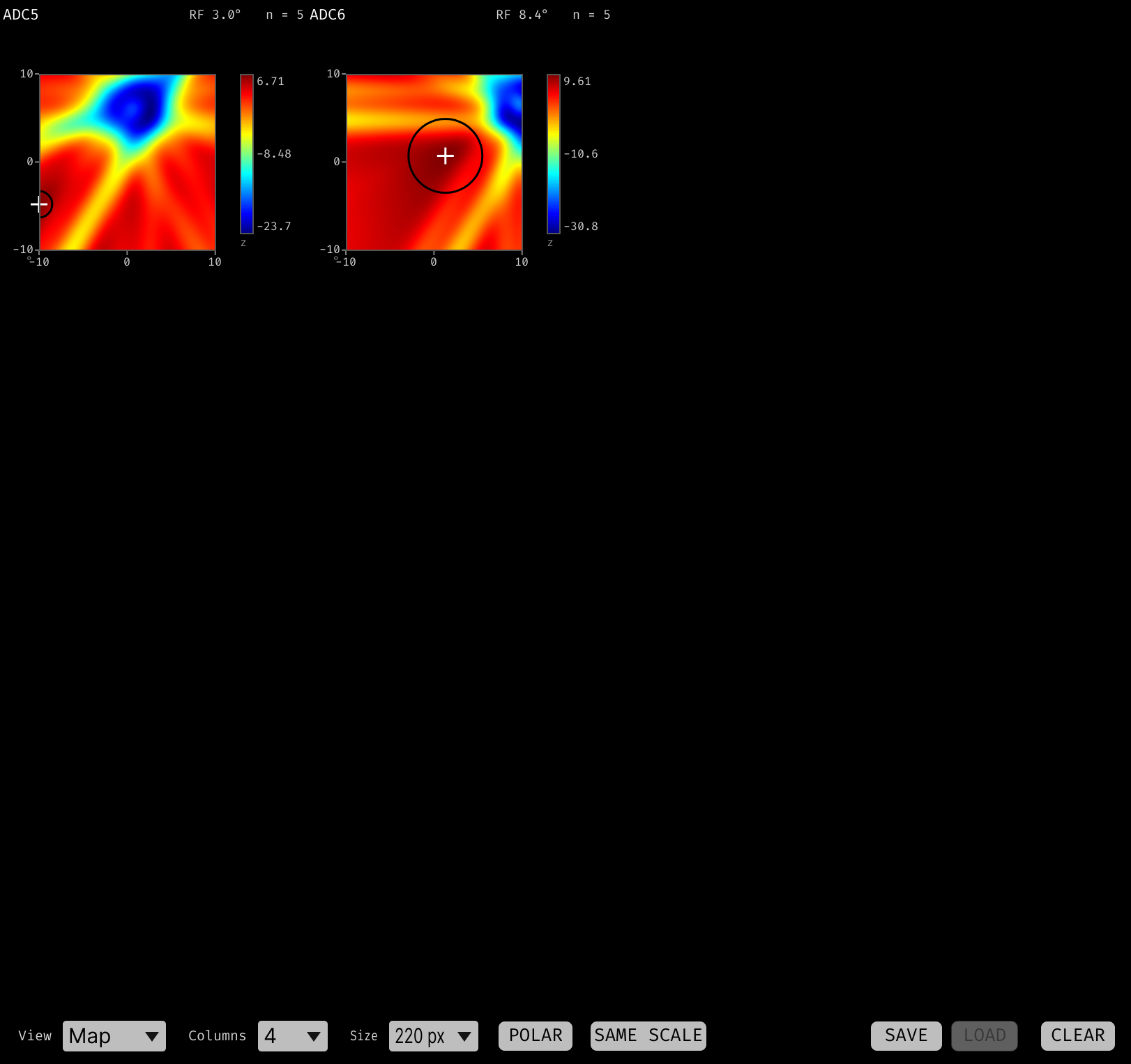 Receptive Field Bar Mapper: Map view