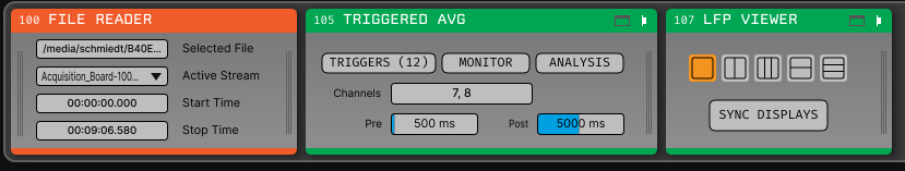A signal chain with a triggered plugin in it